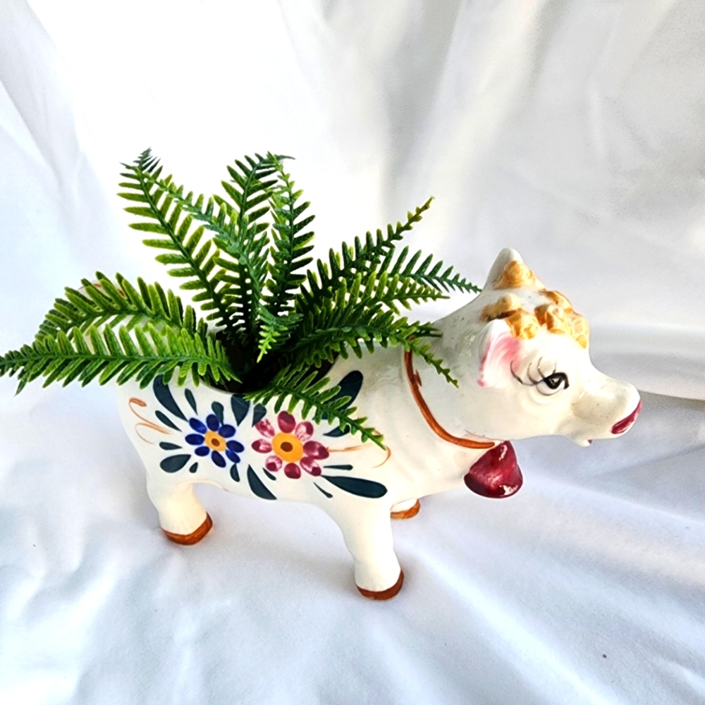 Royal Japan Vintage Cow Creamer or Planter Handpainted with spout